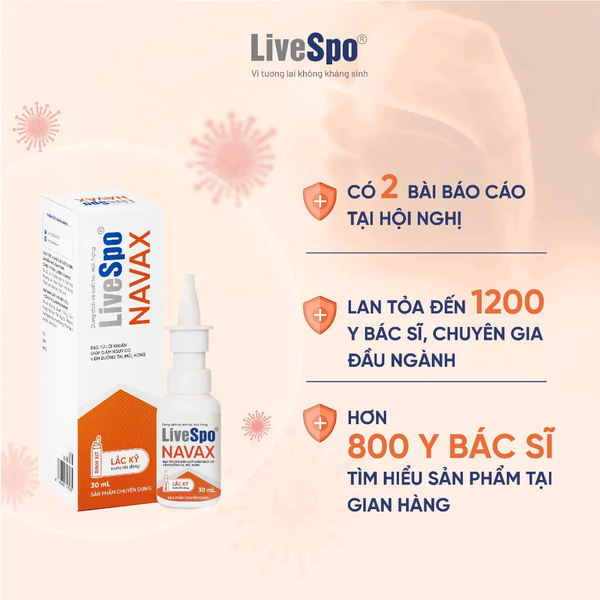 Bào Tử Lợi Khuẩn LiveSpo Navax Dạng Xịt Giúp Giảm Nguy Cơ Viêm Đường Tai, Mũi, Họng 20ml (mọi lứa tuổi)