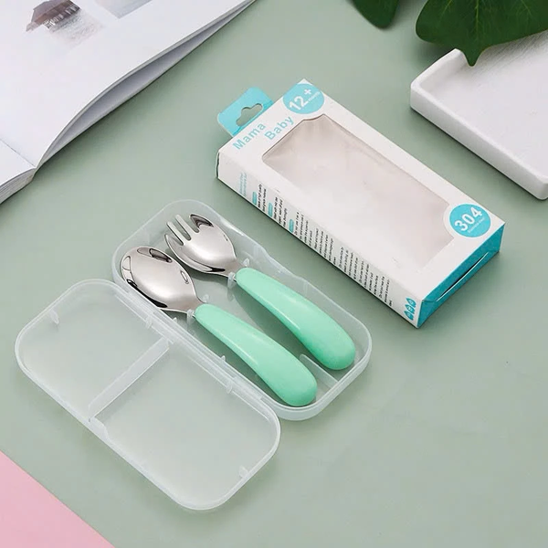 Set thìa, dĩa inox tập ăn dặm cho bé Mama Baby