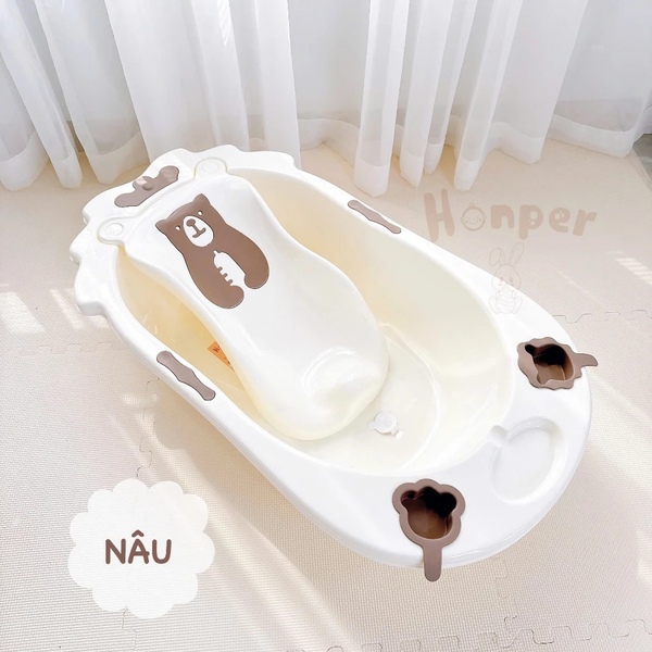 Chậu tắm Honper HP132 hình gấu vương miện kèm giá đỡ (92 x 50 x cao 23cm)