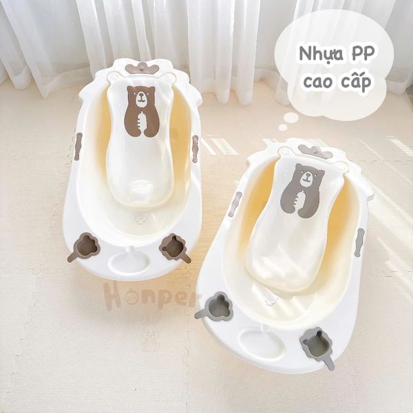 Chậu tắm Honper HP132 hình gấu vương miện kèm giá đỡ (92 x 50 x cao 23cm)
