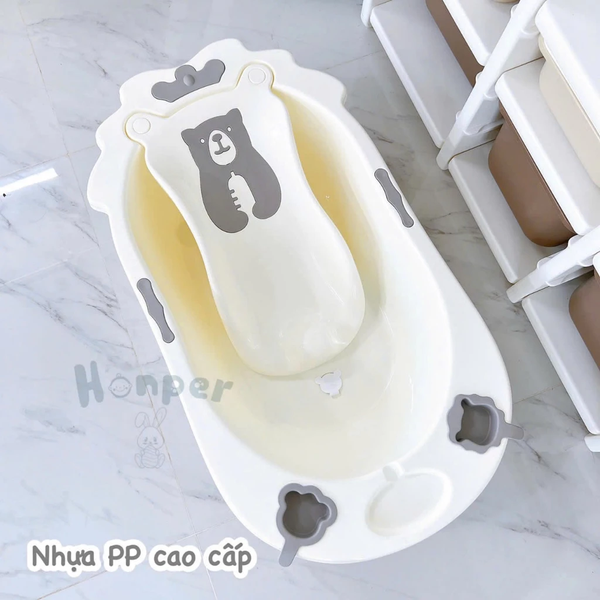 Chậu tắm Honper HP132 hình gấu vương miện kèm giá đỡ (92 x 50 x cao 23cm)