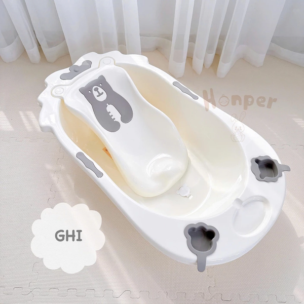 Chậu tắm Honper HP132 hình gấu vương miện kèm giá đỡ (92 x 50 x cao 23cm)