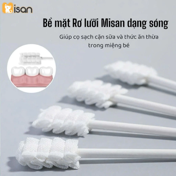 Gạc Rơ Lưỡi Que Misan Hộp 30 Que Tưa Lưỡi Tiệt Trùng Răng Miệng Cho Bé Sơ Sinh
