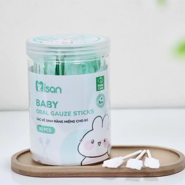 Gạc Rơ Lưỡi Que Misan Hộp 30 Que Tưa Lưỡi Tiệt Trùng Răng Miệng Cho Bé Sơ Sinh