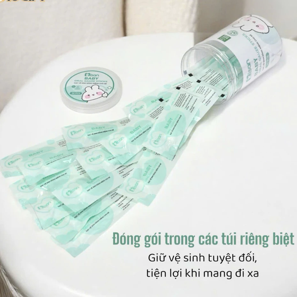 Gạc Rơ Lưỡi Que Misan Hộp 30 Que Tưa Lưỡi Tiệt Trùng Răng Miệng Cho Bé Sơ Sinh