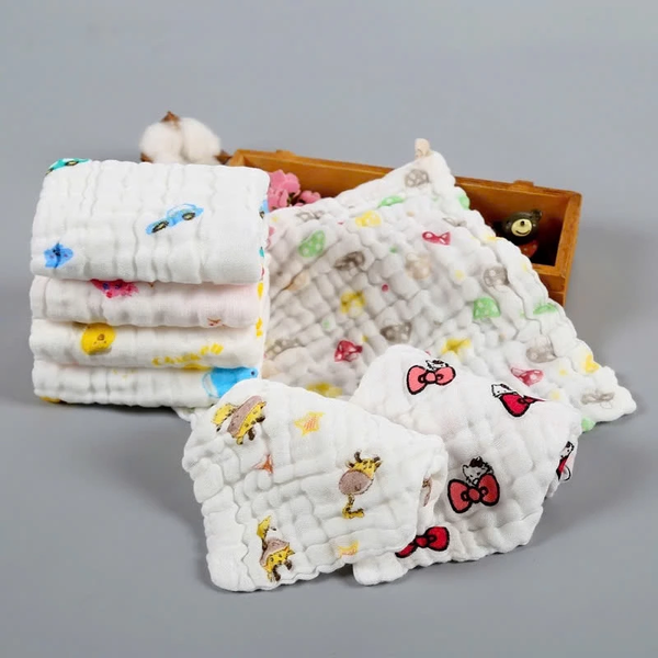 Set 5 Khăn Sữa Zeloo Muslin Organic 30x30cm (họa tiết ngẫu nhiên)