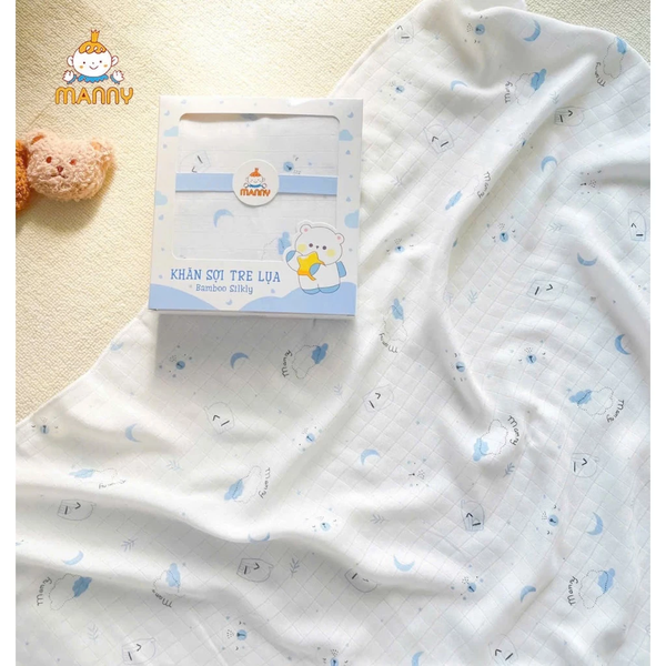 Hộp 1 khăn tắm sợi tre lụa Manny 100x100cm (họa tiết/màu ngẫu nhiên)