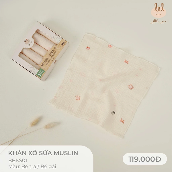 Sét 5 khăn xô muslin Little Love (Họa tiết ngẫu nhiên)
