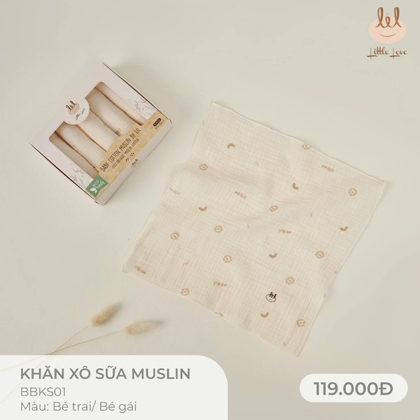 Sét 5 khăn xô muslin Little Love (Họa tiết ngẫu nhiên)