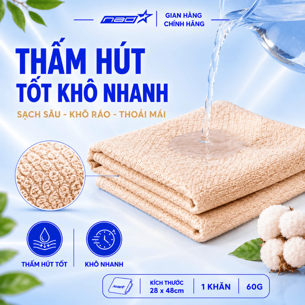 Khăn Mặt Cotton Orali Ecotton 100% Cotton Tự Nhiên Siêu Mềm, Thấm Hút Tốt, Dịu Nhẹ Cho Da