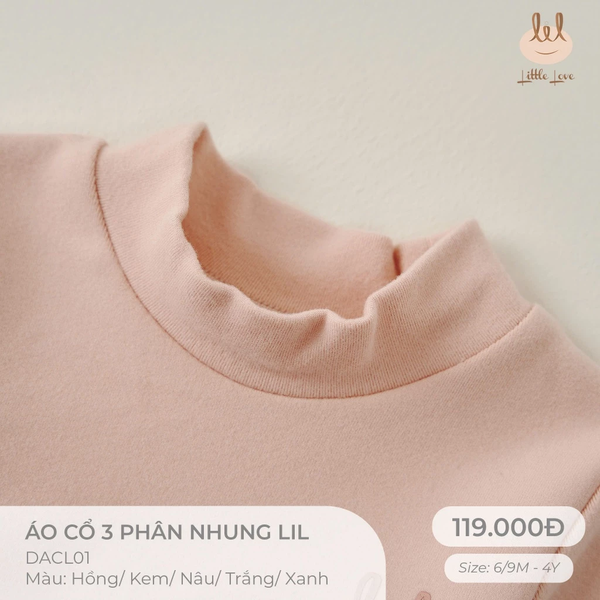 (DHV) Áo cổ 3 phân nhung Little Love
