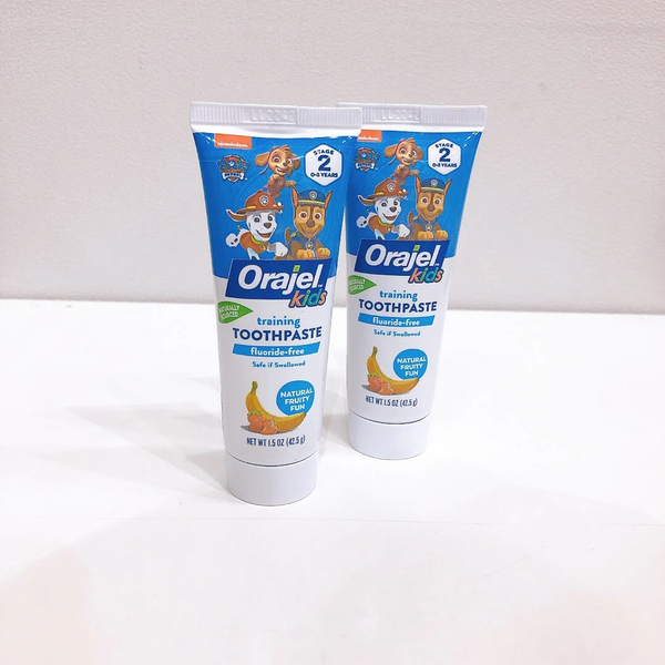 Kem đánh răng Orajel Kids 42.5g nuốt được vị Chuối Dâu cho bé từ 0-3 tuổi
