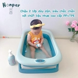Chậu tắm gấp gọn Honper HP110 hình thỏ kèm Phao có nhiệt kế (89 x 51 x cao 23)