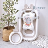 Chậu tắm gấp gọn Honper HP110 hình thỏ kèm Phao có nhiệt kế (89 x 51 x cao 23)
