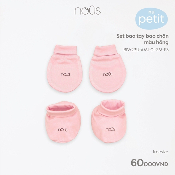 Set bao tay bao chân NOUS màu hồng B1W23U-AM1-01-SM-FS