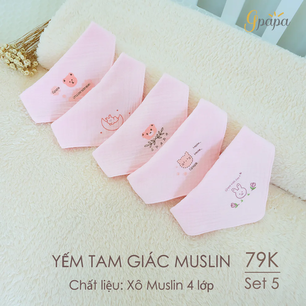 Yếm tam giác Muslin Gpapa Goodmama (màu ngẫu nhiên)