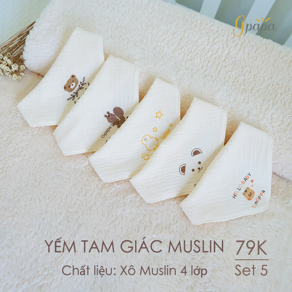 Yếm tam giác Muslin Gpapa Goodmama (màu ngẫu nhiên)