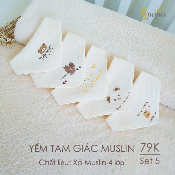 Yếm tam giác Muslin Gpapa Goodmama (màu ngẫu nhiên)
