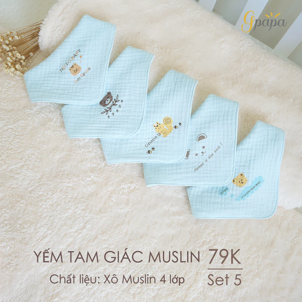 Yếm tam giác Muslin Gpapa Goodmama (màu ngẫu nhiên)