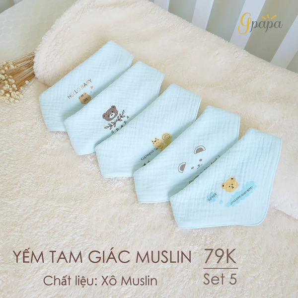 Yếm tam giác Muslin Gpapa Goodmama (màu ngẫu nhiên)