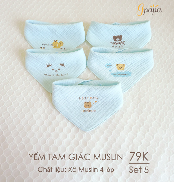 Yếm tam giác Muslin Gpapa Goodmama (màu ngẫu nhiên)