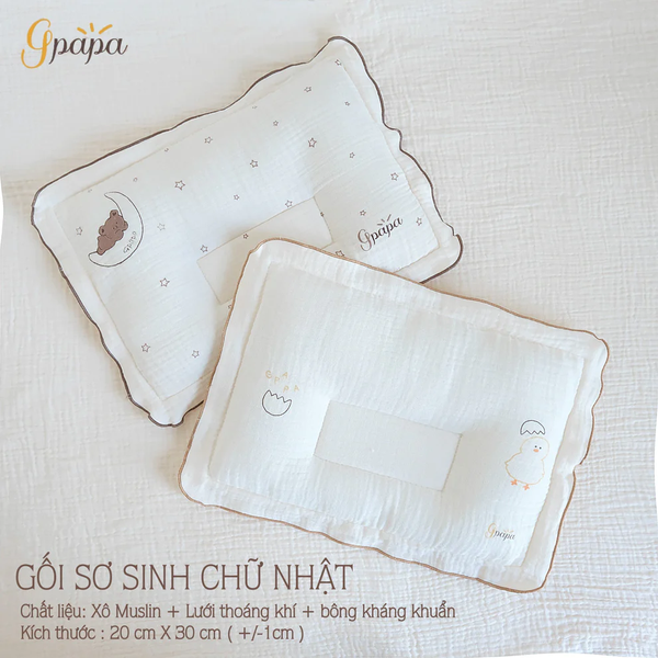 Gối Sơ Sinh Chữ Nhật Gpapa Goodmama (20x30)