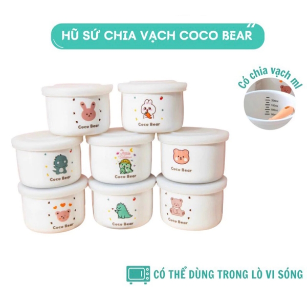 Hũ sứ ăn dặm chia vạch Coco Bear