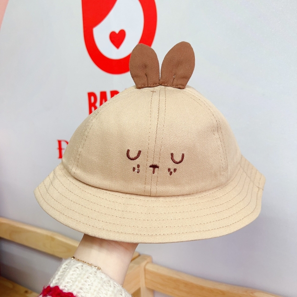 Mũ vành thêu tai thỏ cho bé từ 1-3Y (màu ngẫu nhiên)