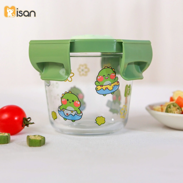Set 3 hộp trữ thức ăn Misan 180ml nắp khóa kín dáng tròn