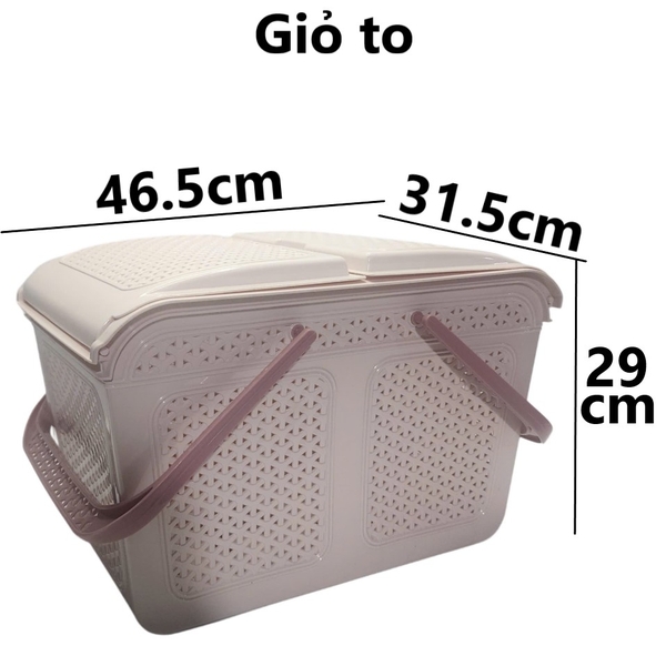 Giỏ làn nắp mây to nhựa VIỆT NHẬT 2606 (màu ngẫu nhiên)