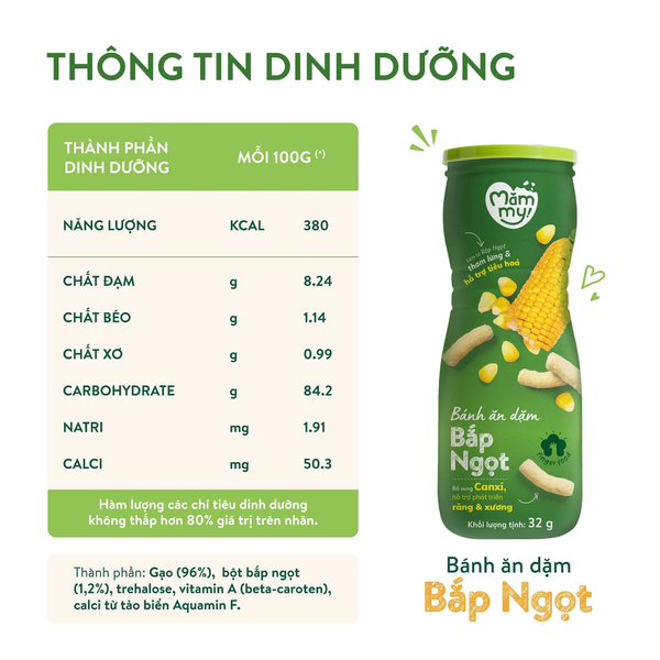 Bánh ăn dặm Măm My vị Bắp Ngọt - Hũ 32g (Trên 6 tháng)