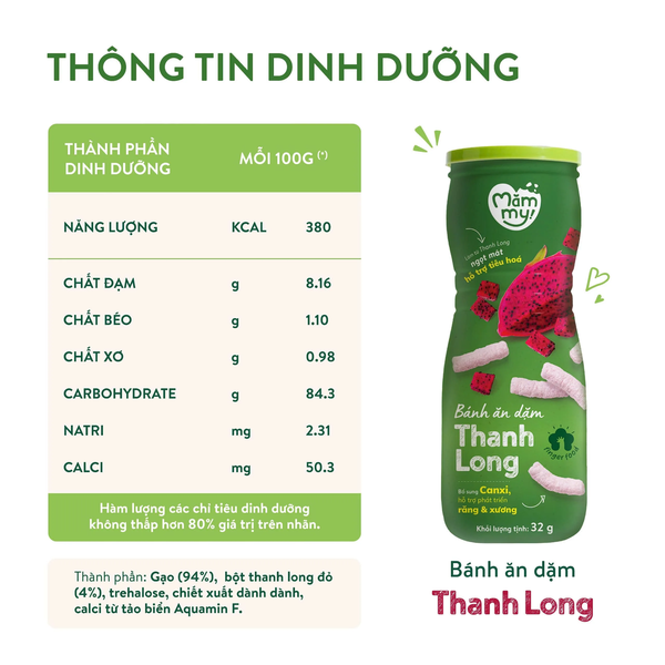 Bánh ăn dặm Măm My vị Thanh Long - Hũ 32g (Trên 6 tháng)
