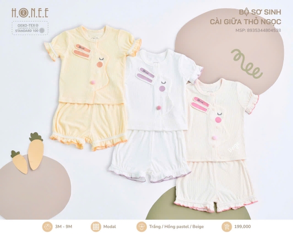 Bộ sơ sinh cài giữa thỏ ngọc HRNEE 4538