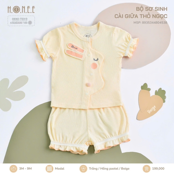Bộ sơ sinh cài giữa thỏ ngọc HRNEE 4538