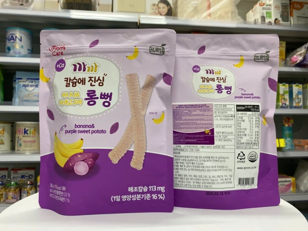 Bánh gạo lứt THANH DÀI Mom's Care Chuối Khoai Lang 30g