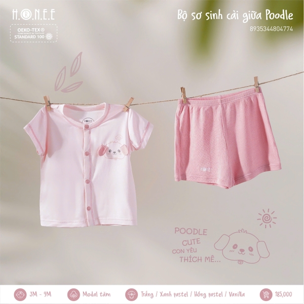 Bộ cài sơ sinh cài giữa Poodle Hrnee 4774