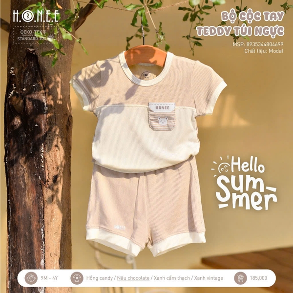 Bộ cộ tay Teddy túi ngực Hrnee 4699