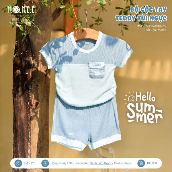 Bộ cộ tay Teddy túi ngực Hrnee 4699