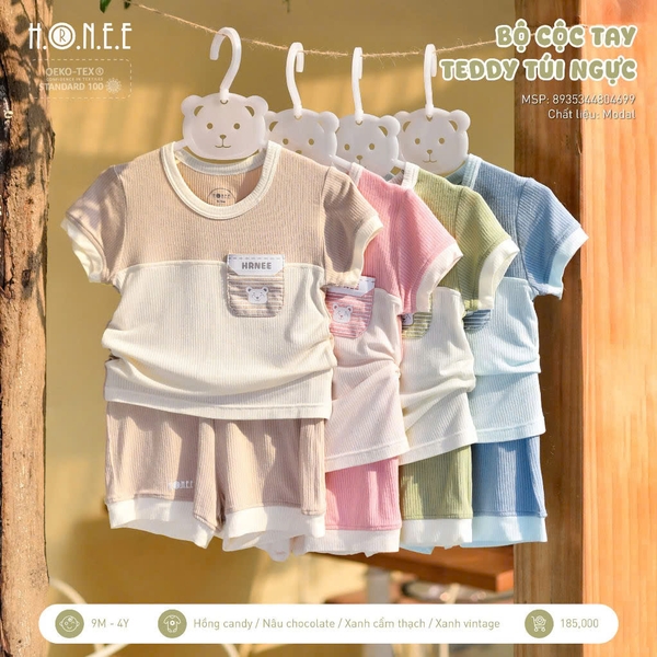 Bộ cộ tay Teddy túi ngực Hrnee 4699