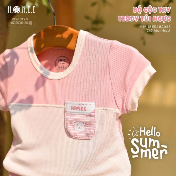 Bộ cộ tay Teddy túi ngực Hrnee 4699