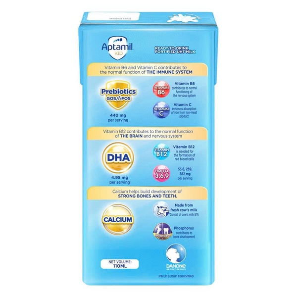 Sữa dinh dưỡng pha sẵn Aptamil Kid 110ml, lốc 3 hộp (Từ 1 tuổi)