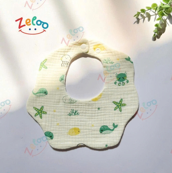 Set 3 yếm tròn 6 lớp Muslin Organic Zeloo