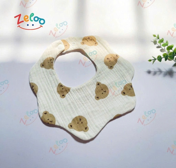 Set 3 yếm tròn 6 lớp Muslin Organic Zeloo