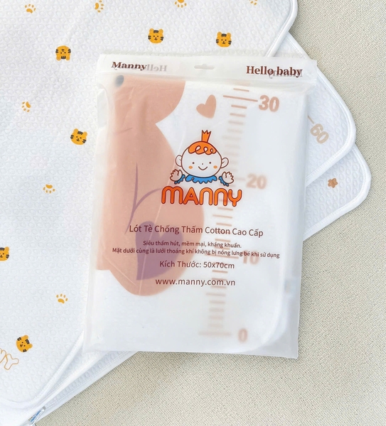 Lót tè chống thấm cotton cao cấp Manny 50x70cm (họa tiết ngẫu nhiên)