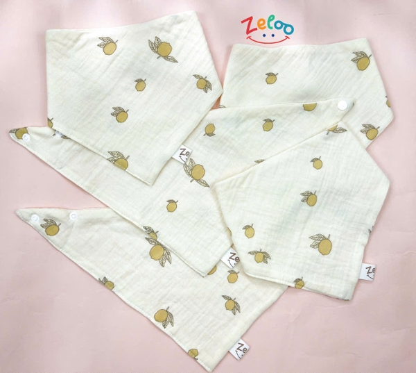 Set 5 yếm 4 lớp Muslin Organic Zeloo (họa tiết ngẫu nhiên)