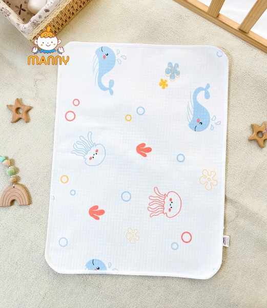 Lót tè chống thấm cotton cao cấp Manny 50x70cm (họa tiết ngẫu nhiên)