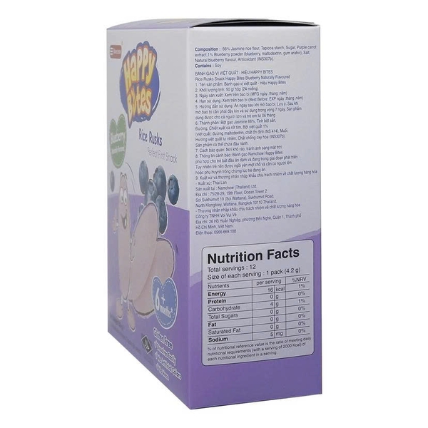 Bánh gạo ăn dặm Happy Bites vị việt quất 50g (6M+)