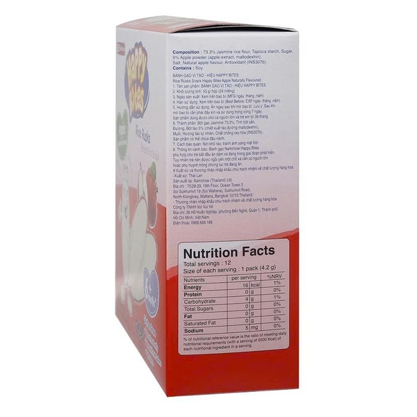 Bánh gạo ăn dặm Happy Bites vị táo 50g (6M+)