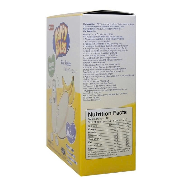 Bánh gạo ăn dặm Happy Bites vị chuối 50g (6M+)