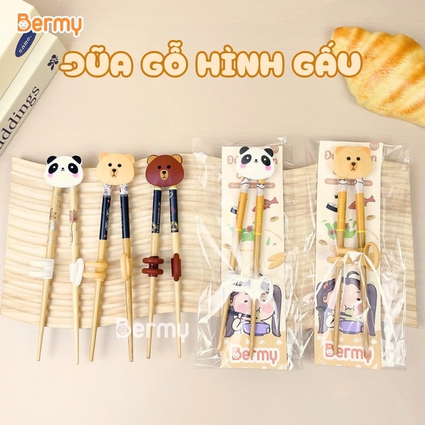 Đũa tập ăn hình gấu Bermy (màu ngẫu nhiên)
